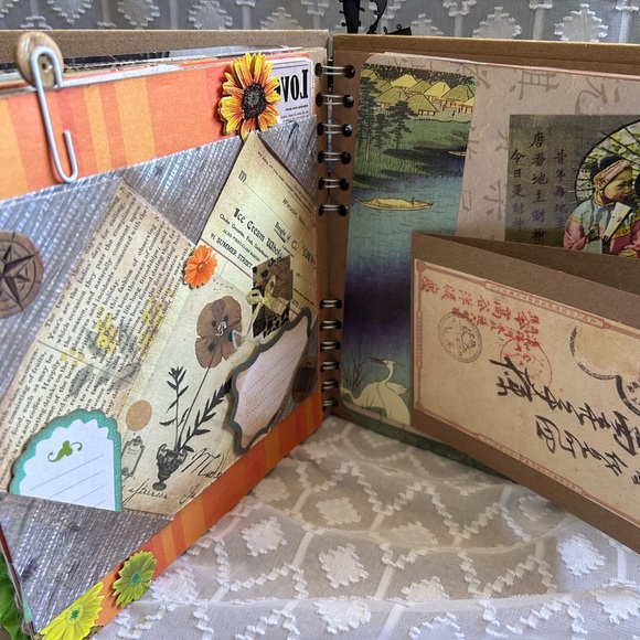 Handmade Vintage Travel Worldly Theme Junk Journal Scrapbook One of a Kind - Picture 12 of 16
